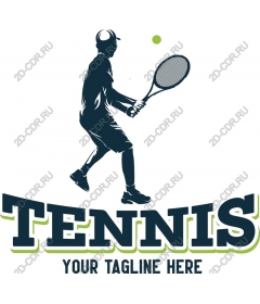 Dynamic tennis player with a custom slogan