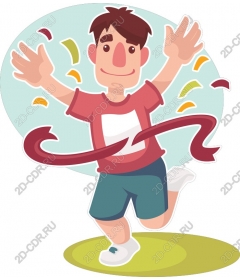  Joyful runner crosses the finish line