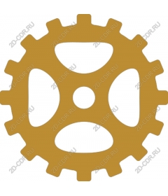 Stylized gear icon in gold