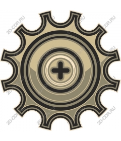 Gear with a plus sign