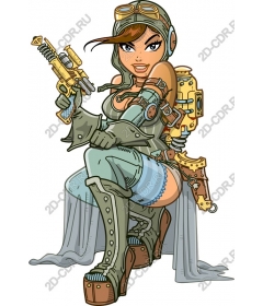  Futuristic steampunk warrior