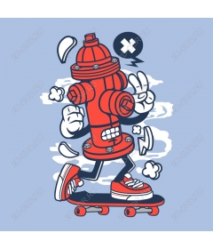 Playful skeitbordisti fire hydrant