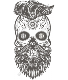 Bearded skull with floral elements