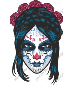  Sugar skull Woman with roses