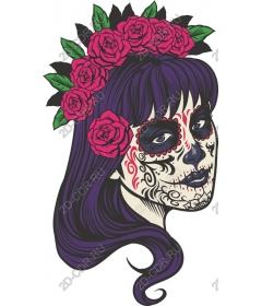  Bright sugar skull with roses