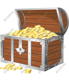  Treasure chest with gold coins