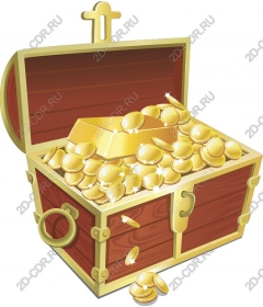  The treasure chest filled with gold coins