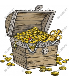  A treasure chest of Gold coins and jewels