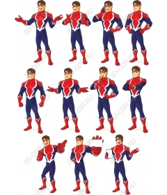 Set of superheroes — dynamic poses and expressions