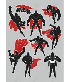 Set of clipart superheroes: Dynamic
