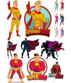 Mascot set of superheroes - set