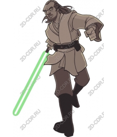 Dynamic warrior Jedi with a lightsaber