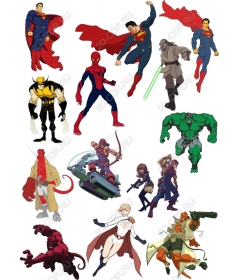Set of superheroes: iconic characters