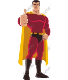 Heroic character with a gesture of "thumbs up"