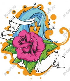  Bright pink rose with wave