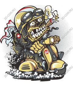  Cartoon "the Rider on the scooter"