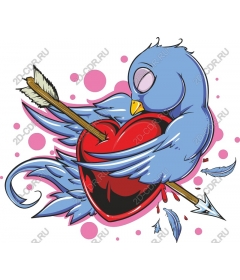  Heart love: Blue bird with heart