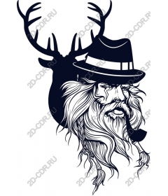 Rustic bearded man with horns