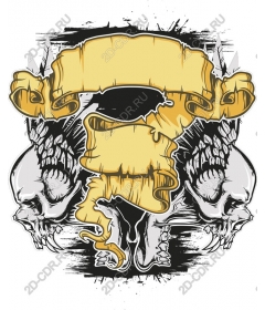  Daring skull with ornate banner