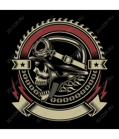 Vintage emblem helmet with skull