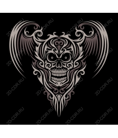 Vintage skull with wings