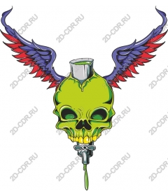  Bright skull with wings
