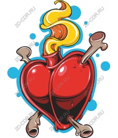 Fire heart with crossbones
