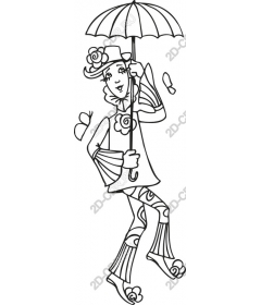  Elegant clown with umbrella