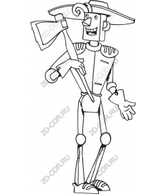  Bizarre cartoon character with an axe