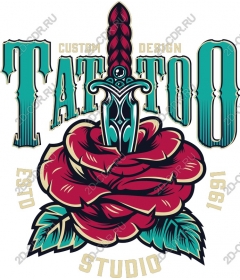 Studio individual tattoo, Rose and Dagger
