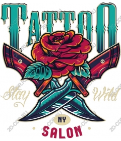  Tattoo Bold with a rose and dagger