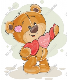 Touching Teddy bear with heart "I love you"
