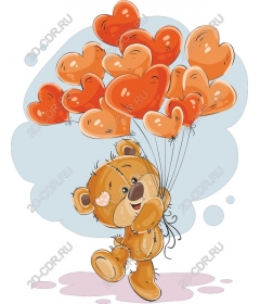  Adorable bear with balloons in the shape of a heart