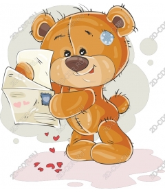  Cute Teddy bear holding a love letter