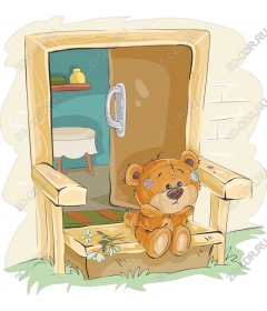 Teddy bear on a rustic chair