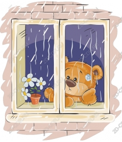  Charming window with a Teddy bear