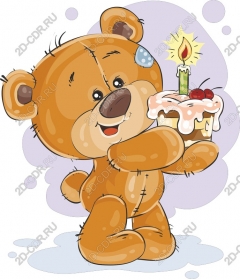  Cute Teddy bear with a birthday cake