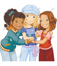  Three friends hugging