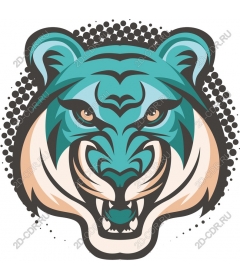  Stylized head of a ferocious tiger