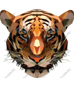 Polygonal head of a tiger
