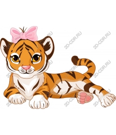  Cute tiger with bow