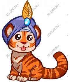  Bizarre cartoon tiger wearing a turban