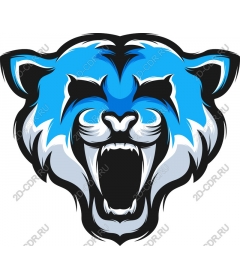 Head of a ferocious bear blue
