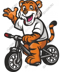 Funny tiger on a bike