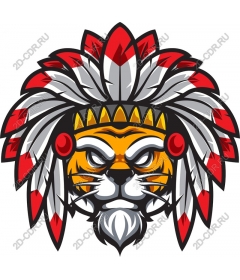  Ferocious lion in an Indian headdress