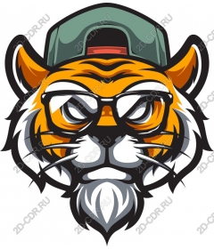 Stylish tiger in glasses and hat