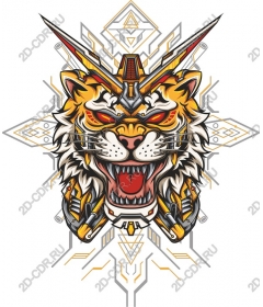 Head of a ferocious cyber tiger