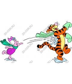 Whimsical winter adventure Piglet and Tigger