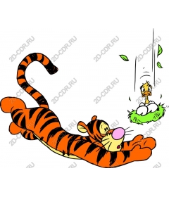  Whimsical playful tiger and duckling