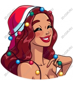 Fun festive baby girl in Santa hat and Christmas lights